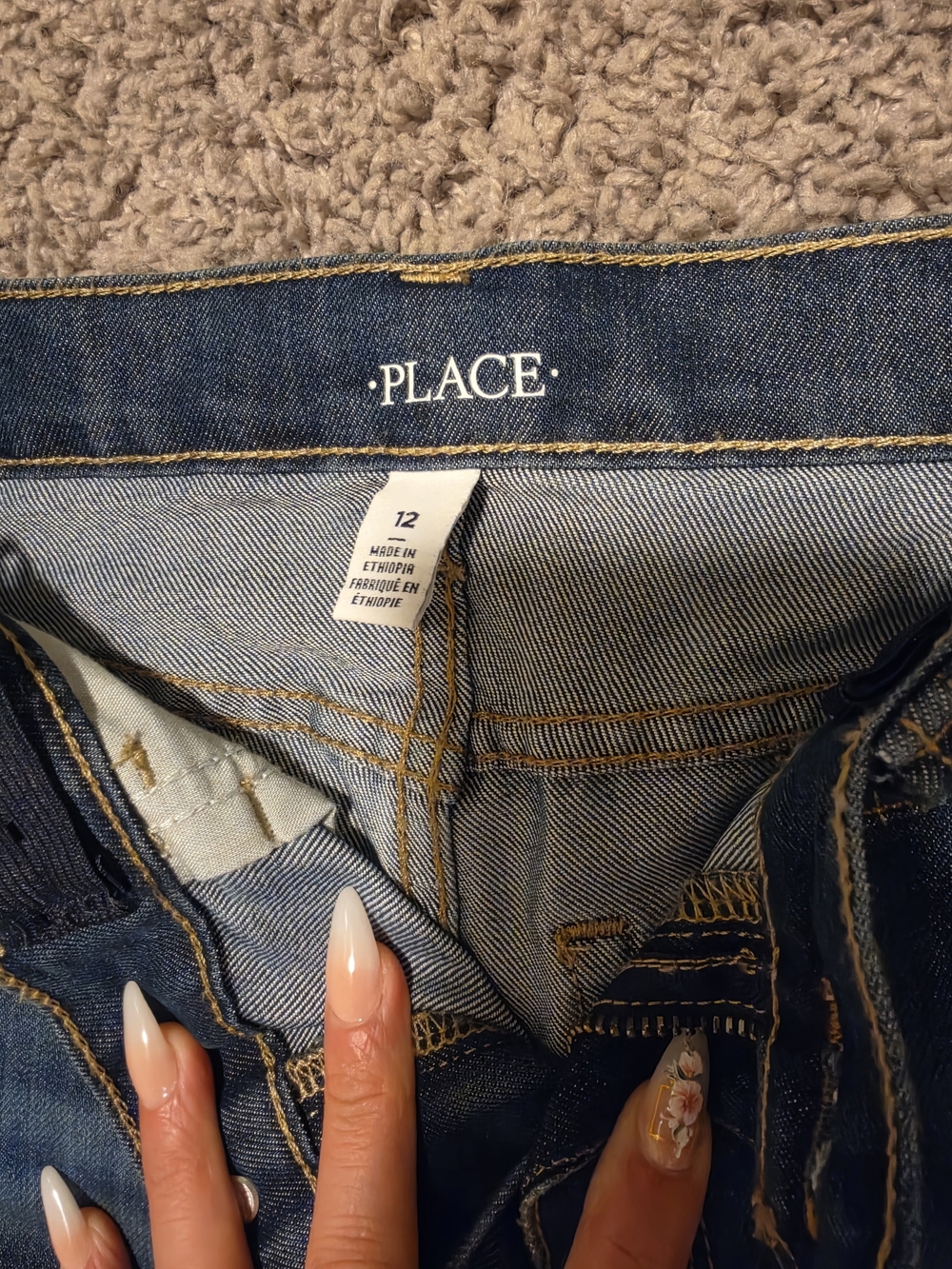 The Children's Place Dark Blue Denim Skort with Gold Stitching